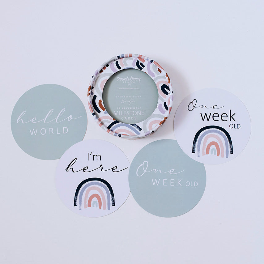 Snuggle Hunny Kids Milestone Cards (Rainbow Baby &amp; Sage)