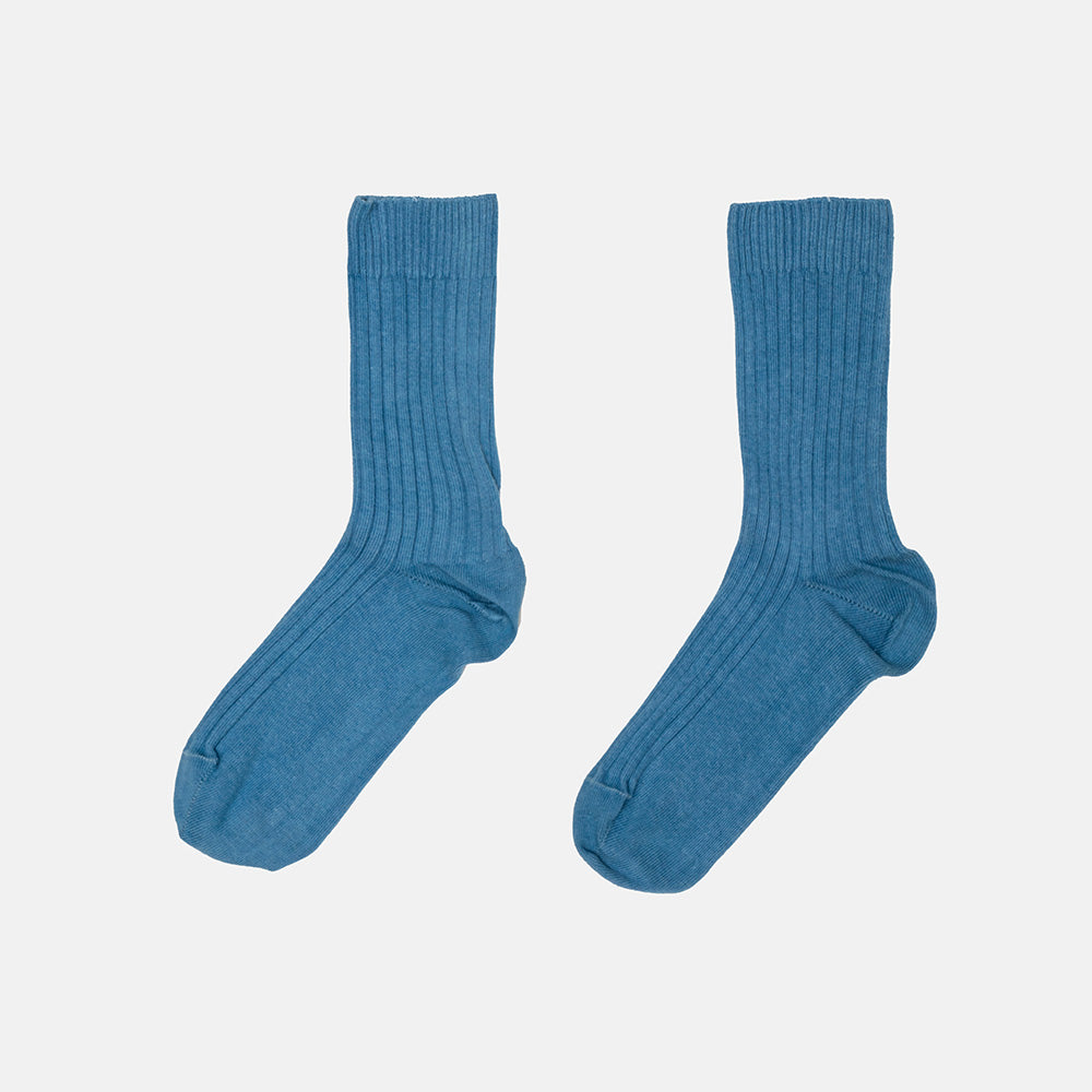 Baserange Rib Ankle Socks Mid Isatis Blue