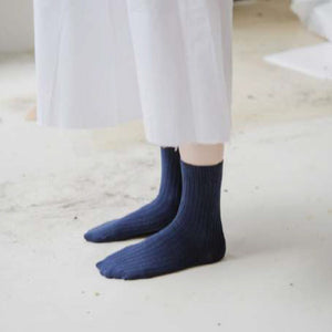 Baserange Rib Ankle Socks Dark Isatis Blue